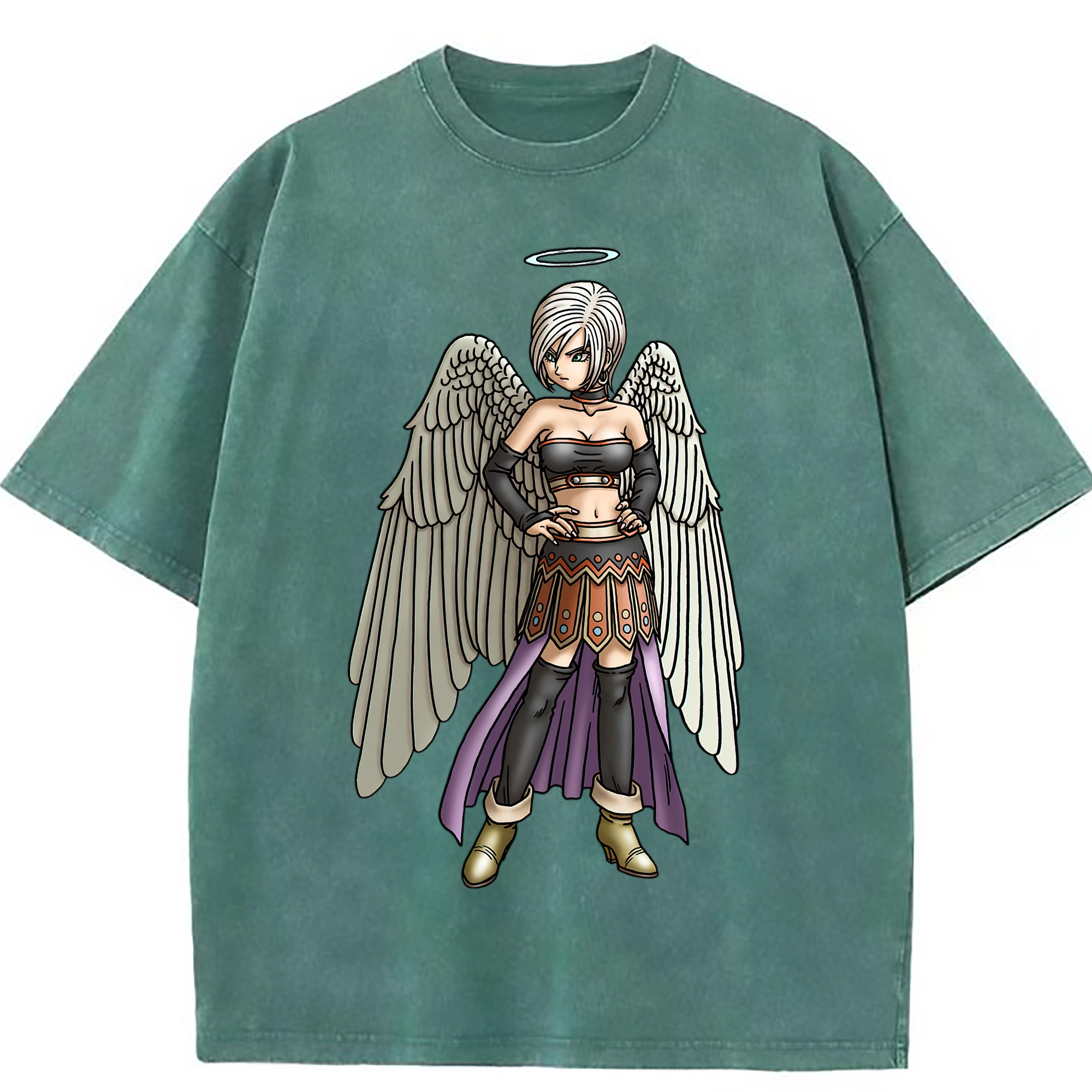 （画像用） ドラゴンクエスト Doragon Kuesuto Dragon Quest 綿100% ヴィンテージ風 半袖Tシャツ（フロントプリント）